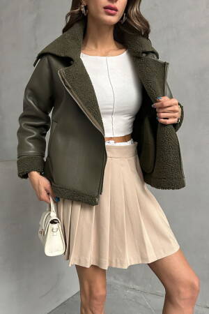Zippered Leather Jacket - Topshow - Globality Store - Women Clothes Wholesale Turkey