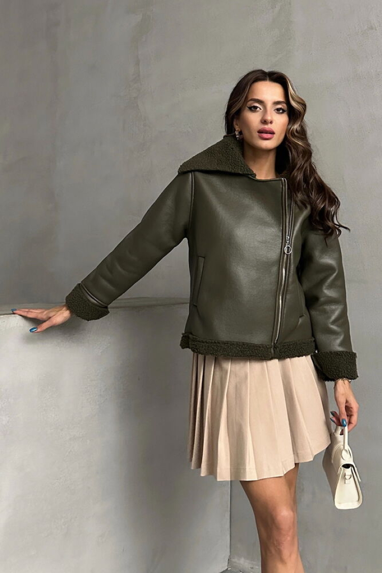 Zippered Leather Jacket - Topshow - Globality Store - Women Clothes Wholesale Turkey