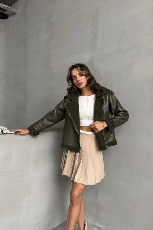 Zippered Leather Jacket - Topshow - Globality Store - Women Clothes Wholesale Turkey