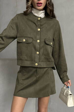Pocket Detailed Suede Jacket - Topshow - Globality Store - Women Clothes Wholesale Turkey