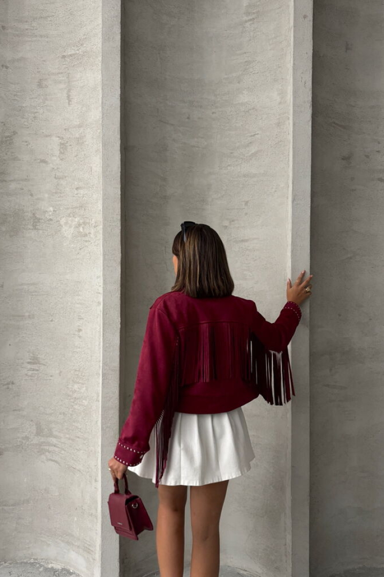 Burgundy Tassel Drop Wholesale Coat