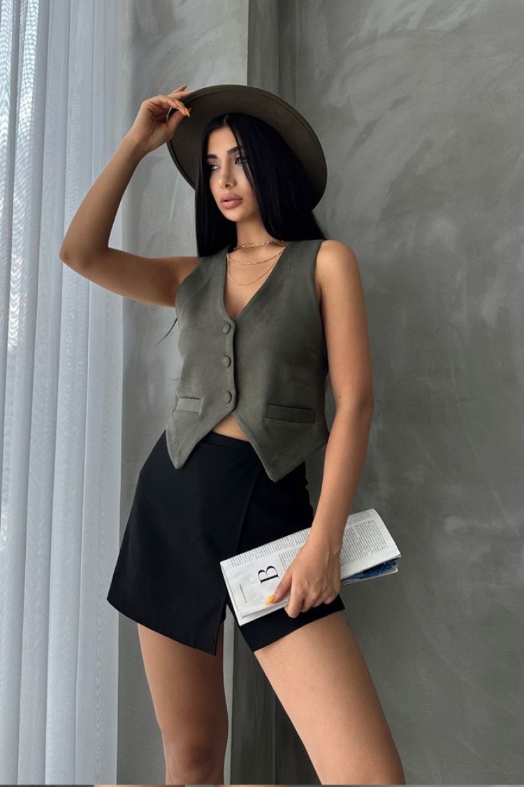 Suede Vest - Topshow - Globality Store - Women Clothes Wholesale Turkey