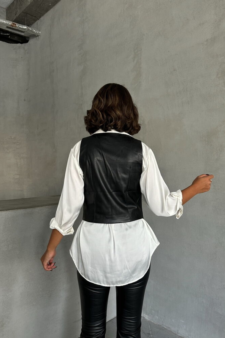 Buttoned Leather Vest