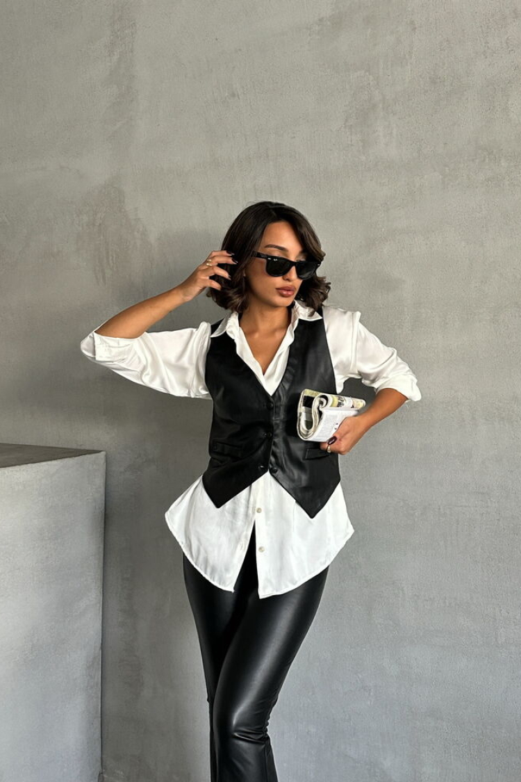 Buttoned Leather Vest