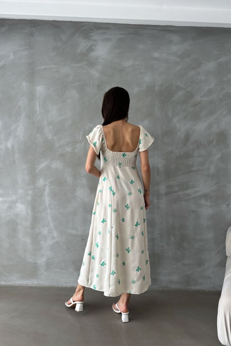 Ruffled Sleeve Tie Dress - Ecru &