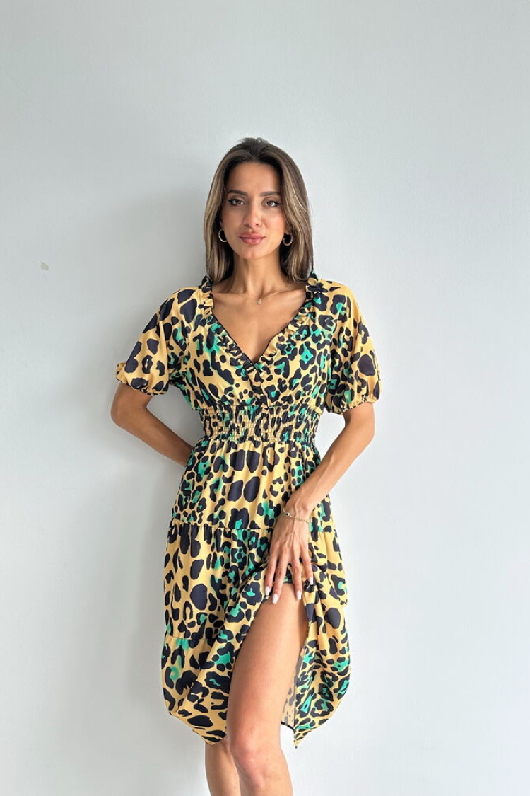 Leopard Emerald Patterned Long Dress