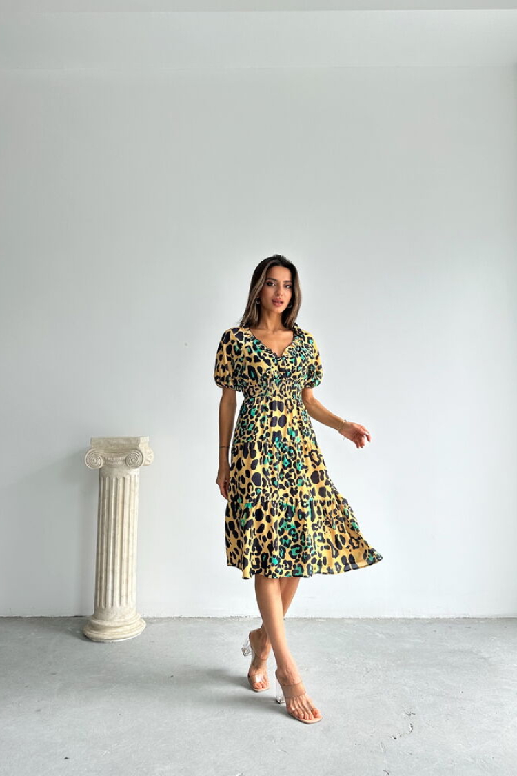 Leopard Emerald Patterned Long Dress