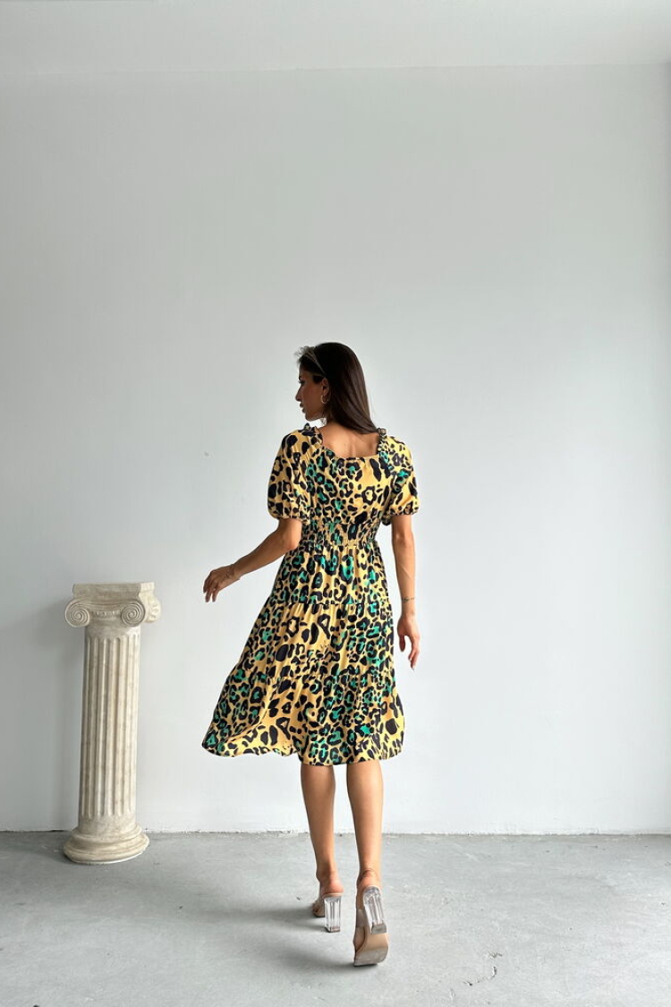 Leopard Emerald Patterned Long Dress