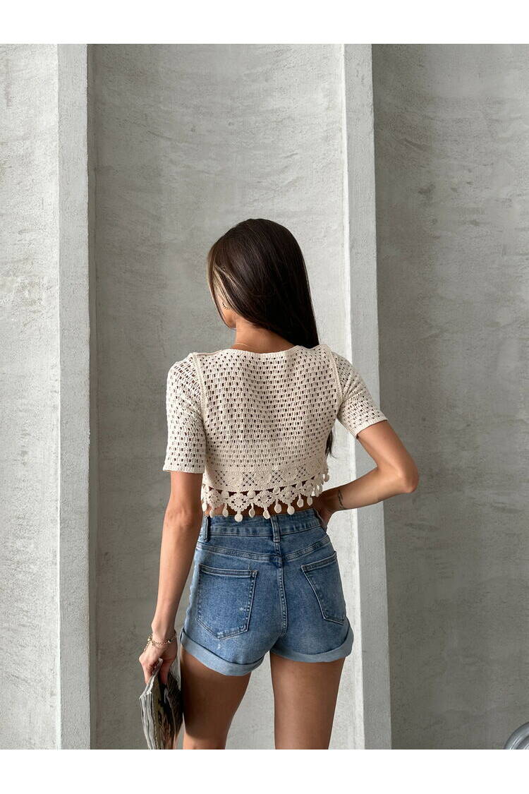 Raw Tasseled Raw Blouse