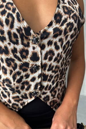 Leopard Patterned Vest - Topshow - Globality Store - Women Clothes Wholesale Turkey
