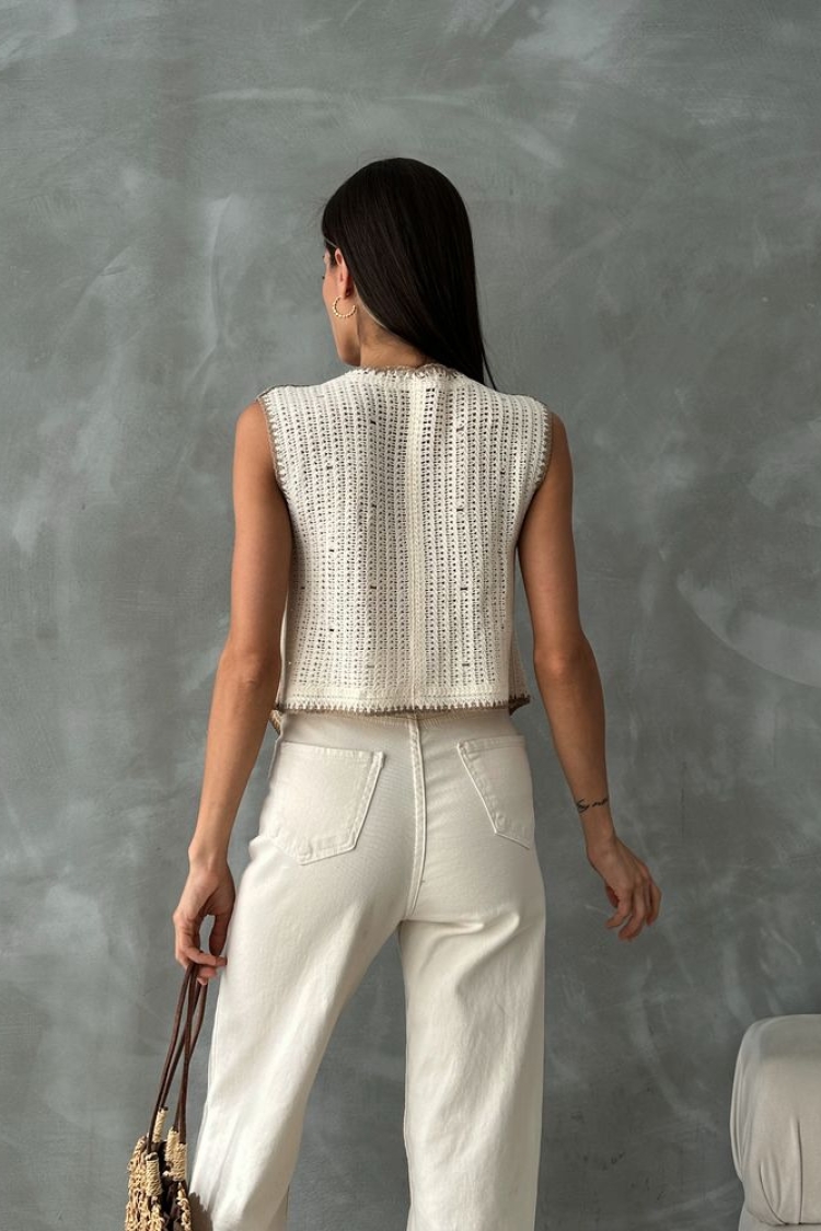 Embroidered Vest - Stone & Tile