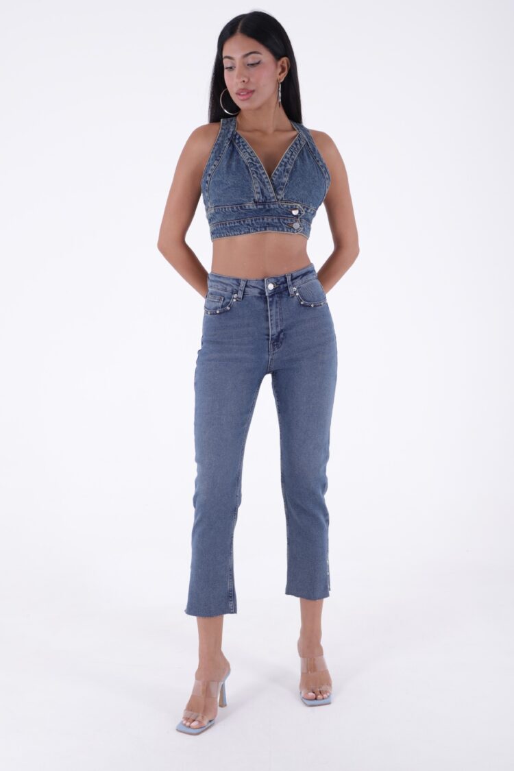 Side Slit Flare Leg Mom Jeans - XLove - Globality Store - Women Clothes Wholesale Turkey