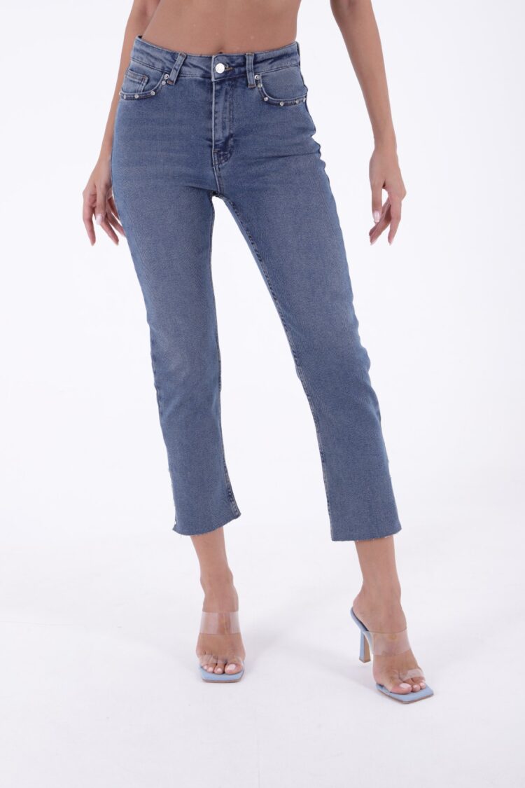 Side Slit Flare Leg Mom Jeans