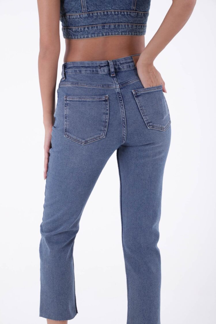 Side Slit Flare Leg Mom Jeans