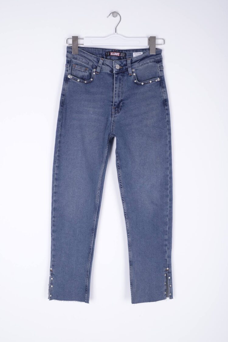 Side Slit Flare Leg Mom Jeans