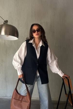 Raised Polyviscose Wide Cut Lined Vest 28243 - First Angels - Globality Store - Women Clothes Wholesale Turkey