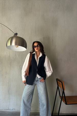 Raised Polyviscose Wide Cut Lined Vest 28243 - First Angels - Globality Store - Women Clothes Wholesale Turkey