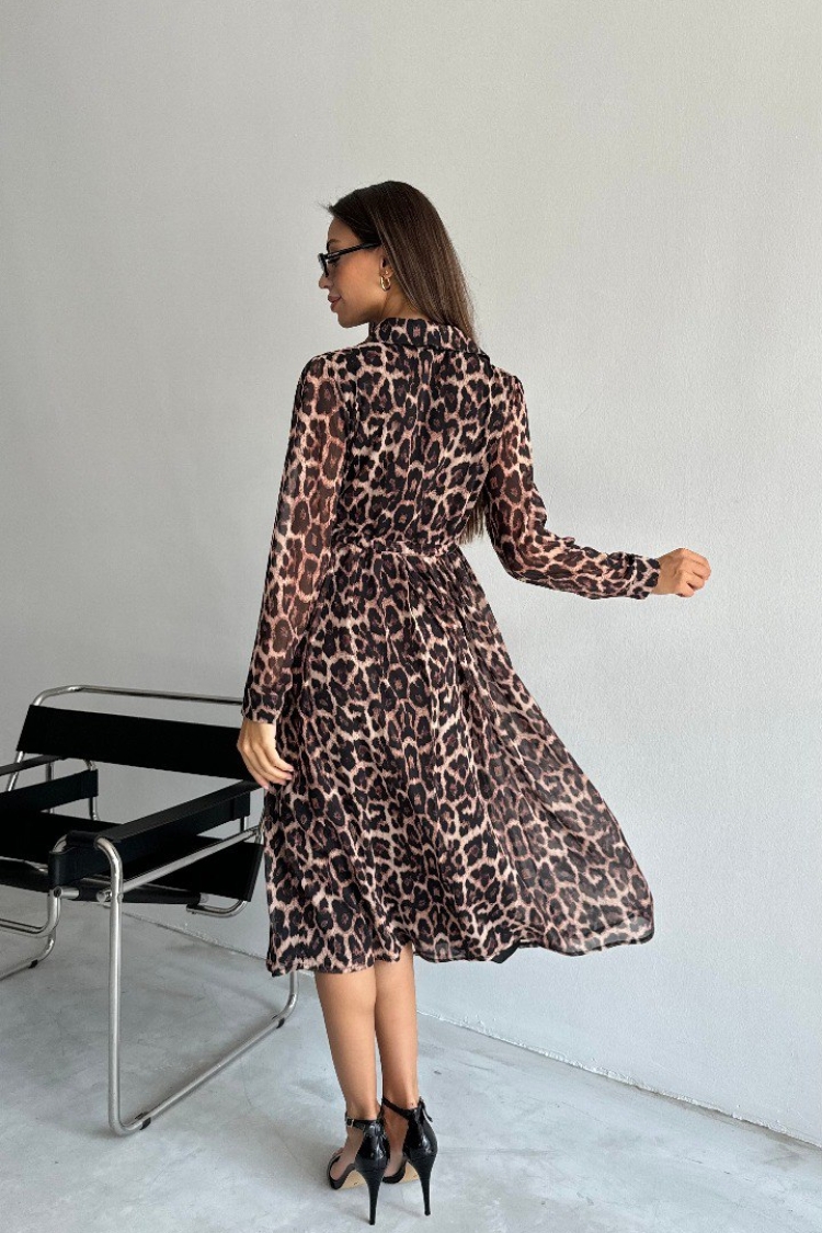 Leopard Pattern Shirt Dress