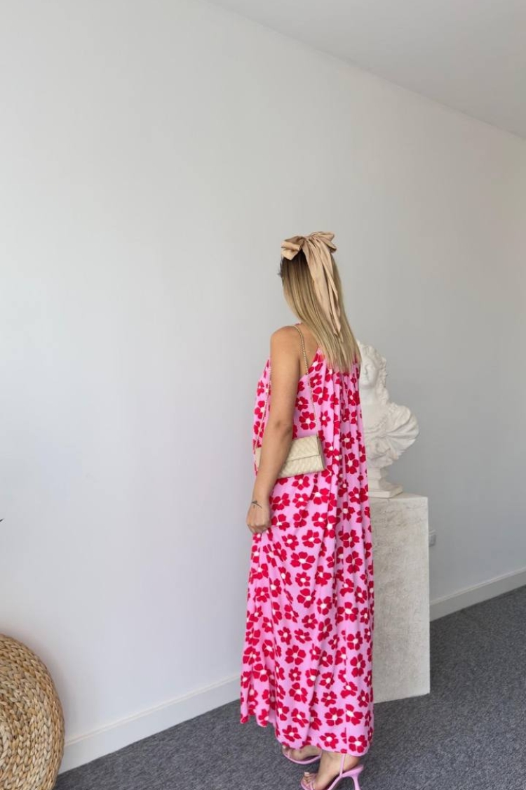 Frilled Collar Casual Dress - Pink