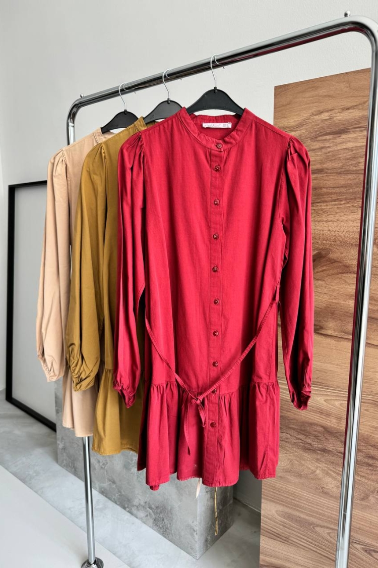Mini Dress With Ruffle Skirt - Cream Rouge - Globality Store - Women Clothes Wholesale Turkey