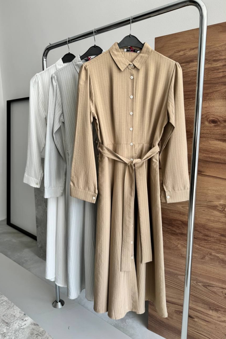 Shirt Dress - Gray - Cream Rouge - Globality Store - Women Clothes Wholesale Turkey