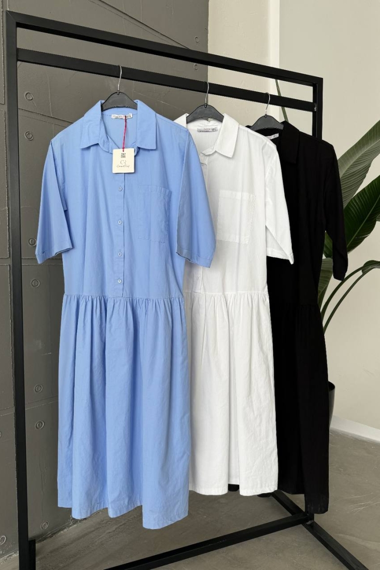Poplin Maxi Dress - Cream Rouge - Globality Store - Women Clothes Wholesale Turkey