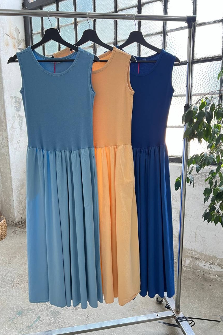 Rib Top Maxi Dress - Cream Rouge - Globality Store - Women Clothes Wholesale Turkey