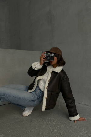 Cream Nubuck Fur Collar Wholesale Coat - Topshow - Globality Store - Women Clothes Wholesale Turkey