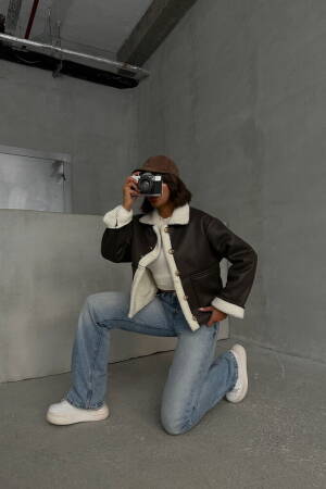 Cream Nubuck Fur Collar Wholesale Coat - Topshow - Globality Store - Women Clothes Wholesale Turkey