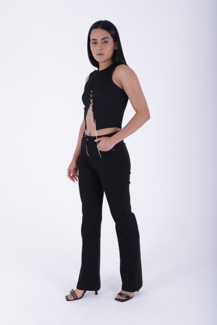 Stitched Leg Wide Leg Relax Jeans