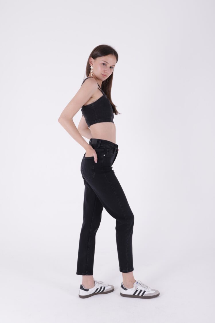 High Waist Comfort Slim Ankle Length Jeans