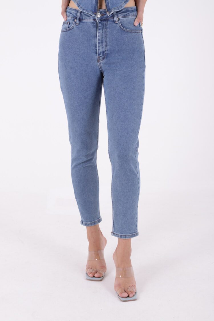 High Waist Comfort Slim Ankle Length Jeans