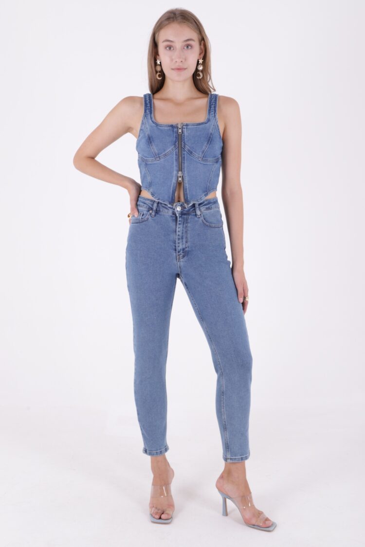 High Waist Comfort Slim Ankle Length Jeans - XLove - Globality Store - Women Clothes Wholesale Turkey
