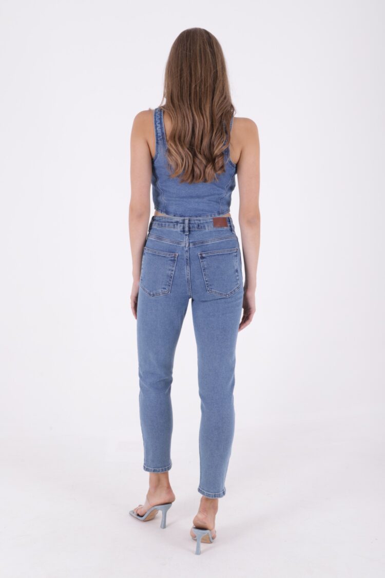 High Waist Comfort Slim Ankle Length Jeans