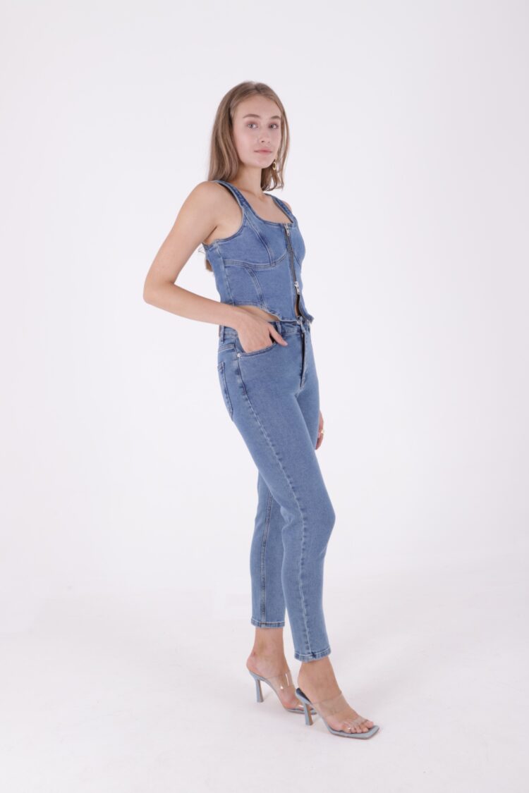 High Waist Comfort Slim Ankle Length Jeans