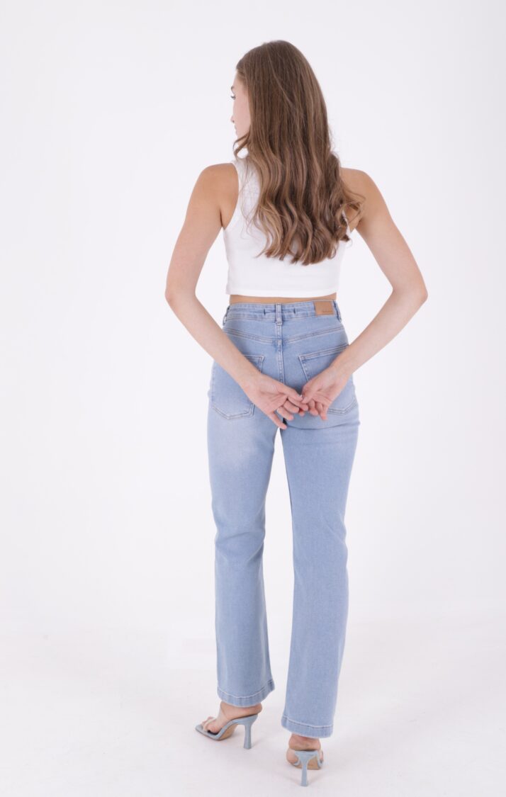 Stitched Wide Leg Relax Jeans - Light