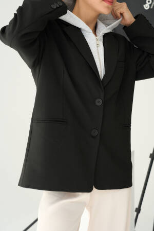 Zippered Jacket - Black-Grey - Qustyle - Globality Store - Women Clothes Wholesale Turkey