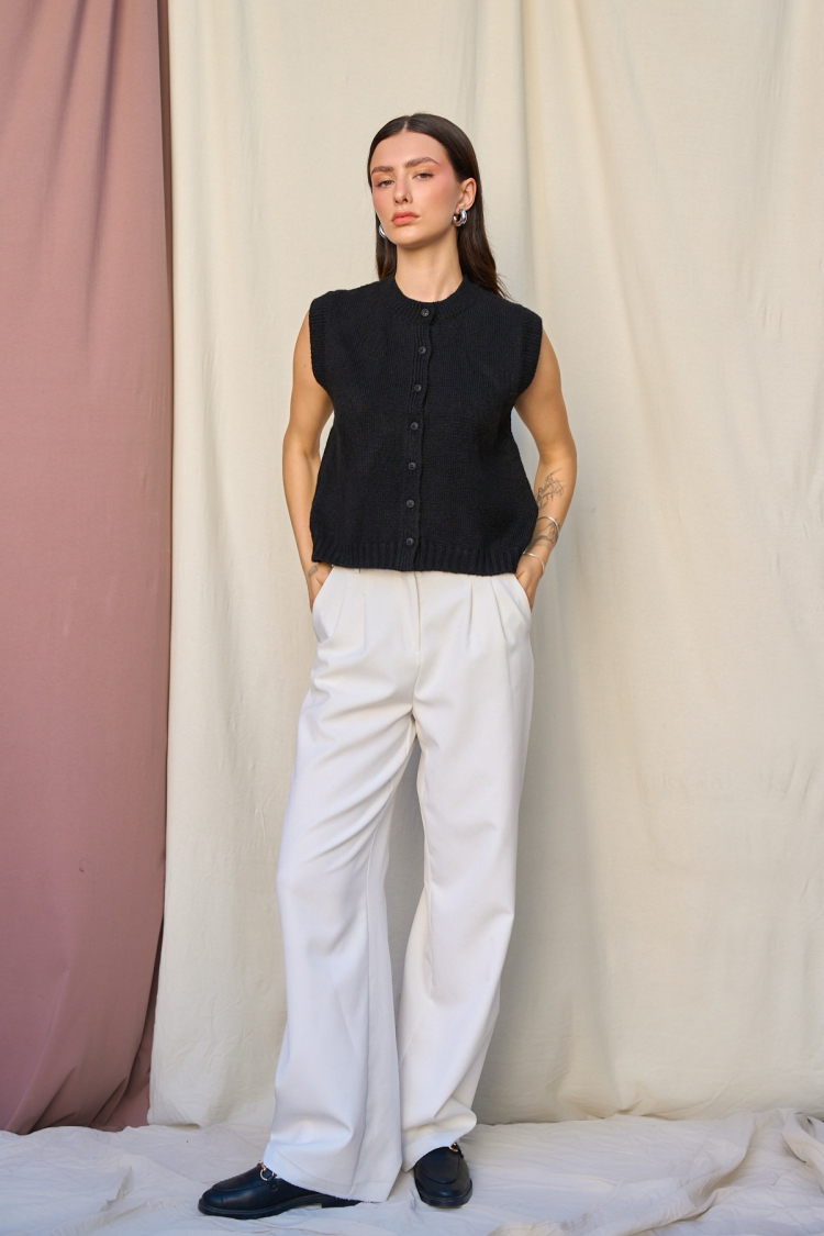 Plain Buttoned Vest