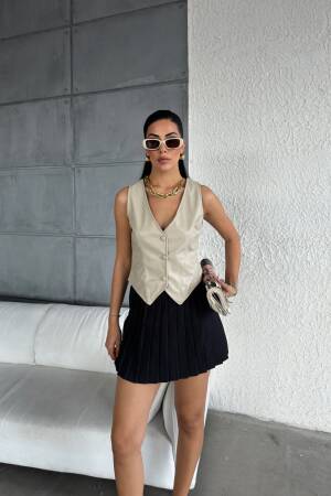 Leather Lined Vest - Radica Fashion - Globality Store - Women Clothes Wholesale Turkey