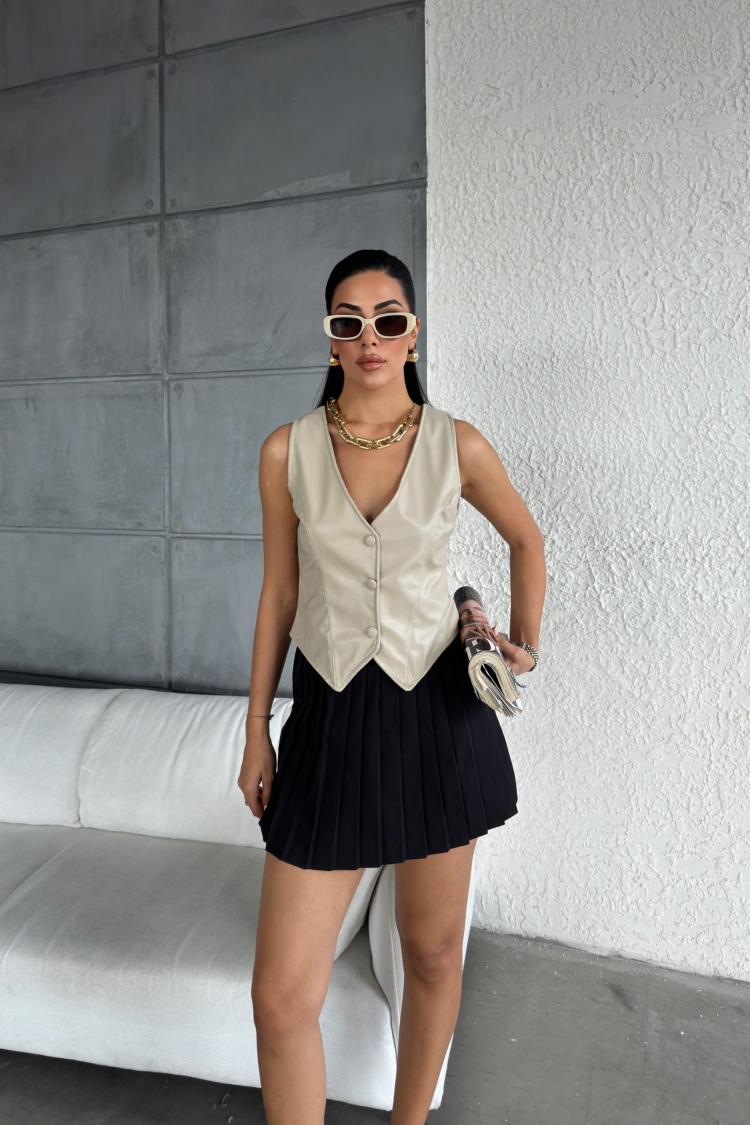 Leather Lined Vest - Radica Fashion - Globality Store - Women Clothes Wholesale Turkey