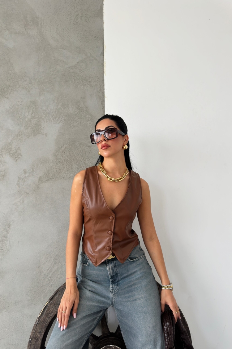 Leather Lined Vest - Radica Fashion - Globality Store - Women Clothes Wholesale Turkey