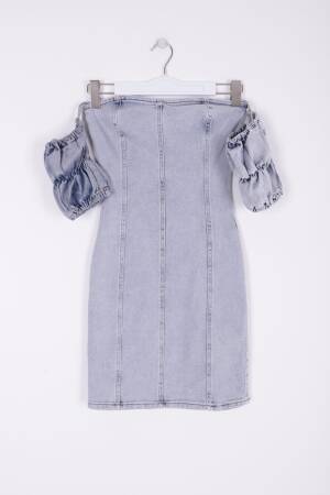 Short Strapless Denim Dress With Elastic Sleeves - XLove - Globality Store - Women Clothes Wholesale Turkey