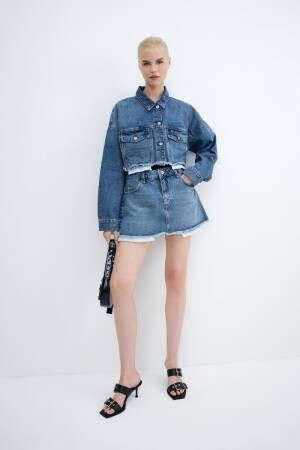 Denim Jacket With Lining Detail - XLove - Globality Store - Women Clothes Wholesale Turkey