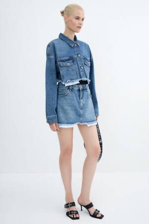 Denim Jacket With Lining Detail - XLove - Globality Store - Women Clothes Wholesale Turkey