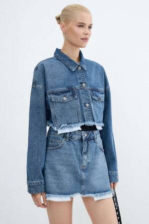 Denim Jacket With Lining Detail - XLove - Globality Store - Women Clothes Wholesale Turkey