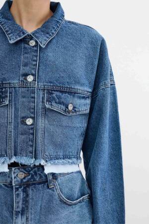 Denim Jacket With Lining Detail - XLove - Globality Store - Women Clothes Wholesale Turkey