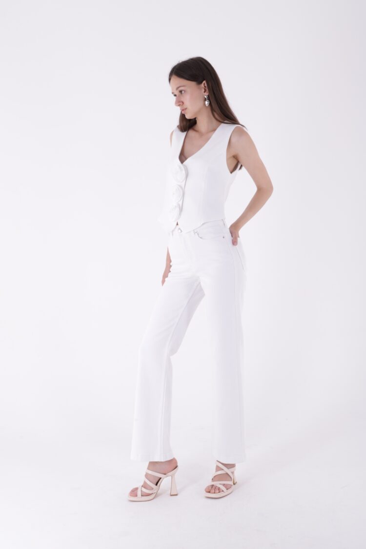 Stitched Leg Wide Leg Relax Jeans