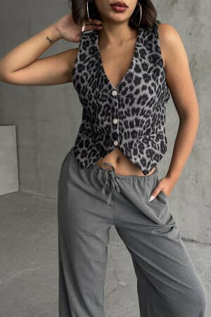 Leopard Leopard Patterned Cachet Vest - Topshow - Globality Store - Women Clothes Wholesale Turkey