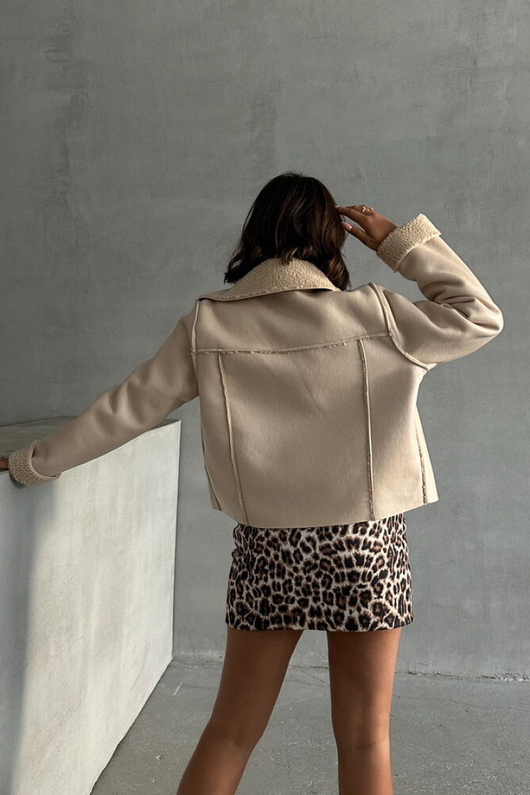 Laminated Leather Zippered Coat - Light