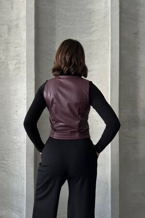 Buttoned Leather Vest - Topshow - Globality Store - Women Clothes Wholesale Turkey